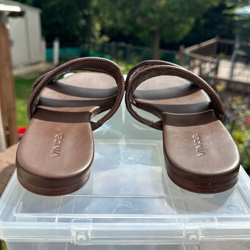 Vince Brown Triple-Strap Slide Sandals - Picture 6 of 13